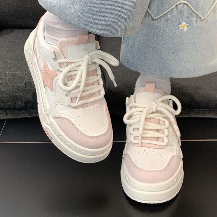 Star Patch Chunky Sneakers-PINK /grey / brown
